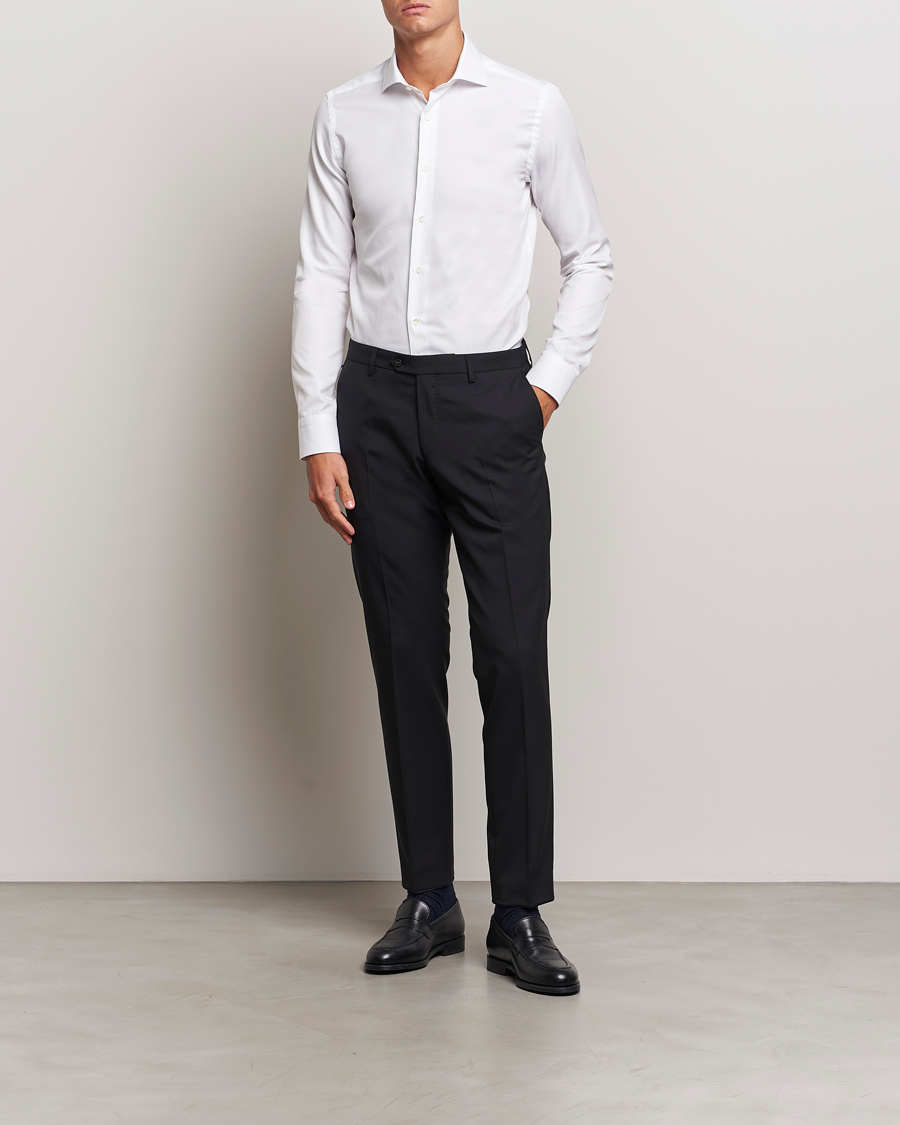 Herre | Skjorter | Canali | Slim Fit Cotton Shirt White