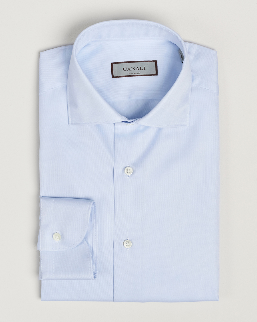 Herre | Skjorter | Canali | Slim Fit Cotton Shirt Light Blue