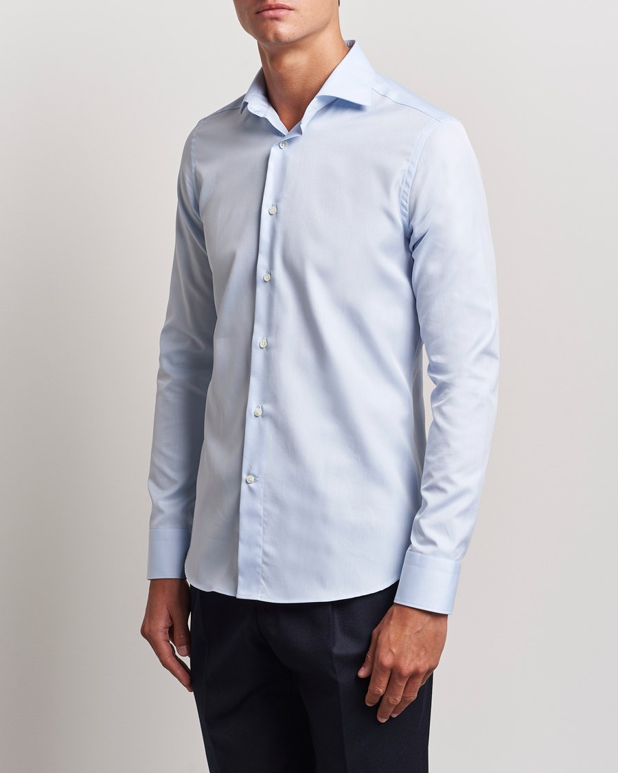 Herre | Skjorter | Canali | Slim Fit Cotton Shirt Light Blue