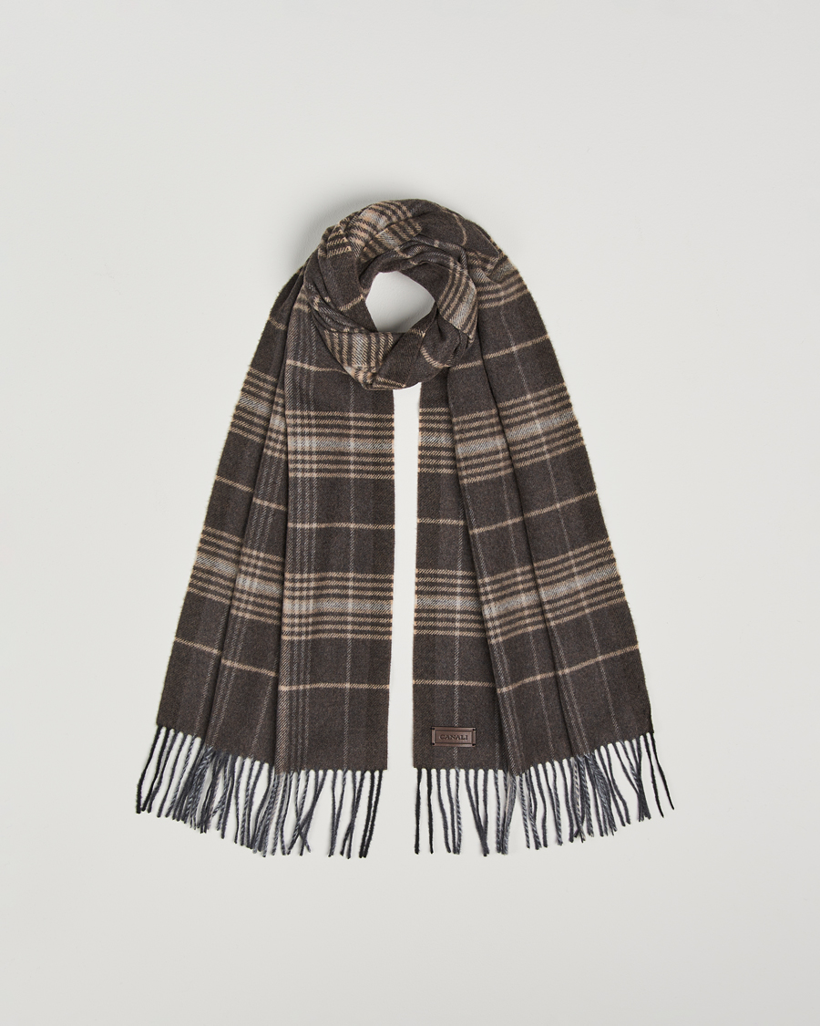 Herre | Canali Check Wool Scarf Brown/Beige | Canali | Check Wool Scarf Brown/Beige