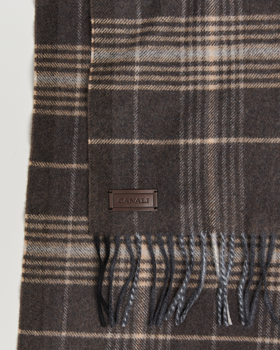 Herre | Canali Check Wool Scarf Brown/Beige | Canali | Check Wool Scarf Brown/Beige