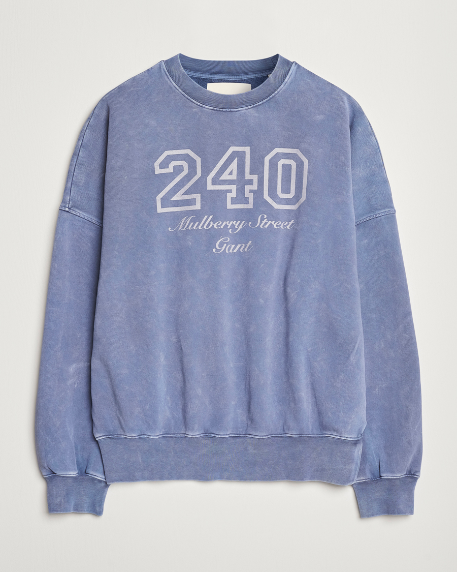 Herre | Gensere | GANT 240 Mulberry Street | Vintage Washed Crew Neck Sweatshirt Dusty Blue Sea