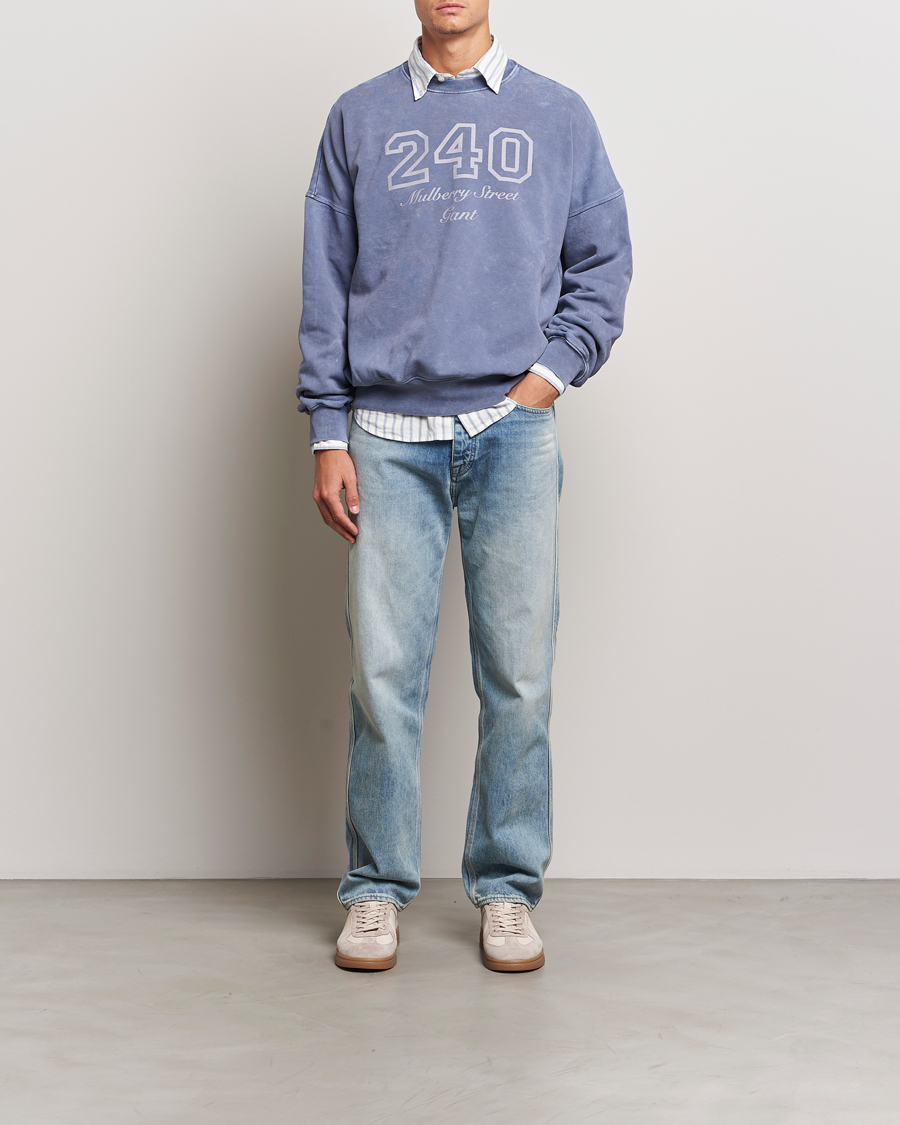 Herre | Gensere | GANT 240 Mulberry Street | Vintage Washed Crew Neck Sweatshirt Dusty Blue Sea