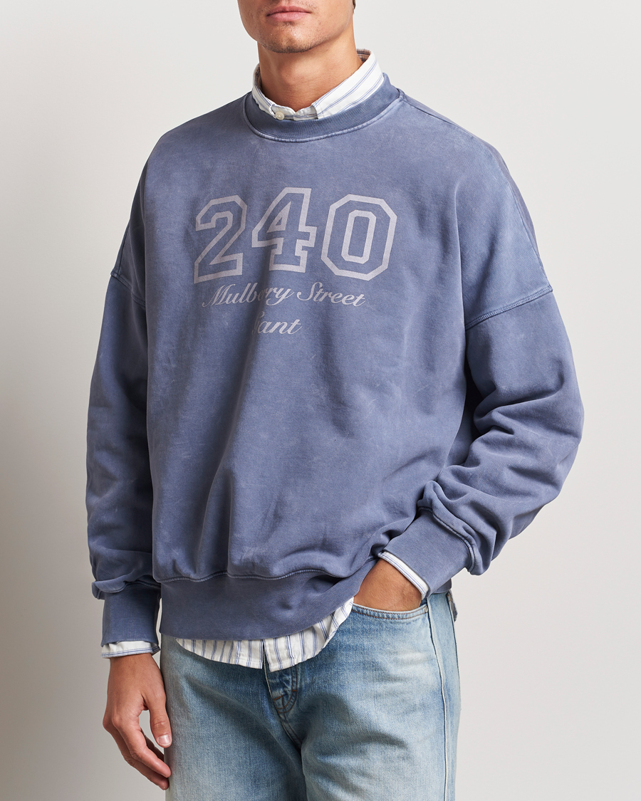 Herre | Gensere | GANT 240 Mulberry Street | Vintage Washed Crew Neck Sweatshirt Dusty Blue Sea