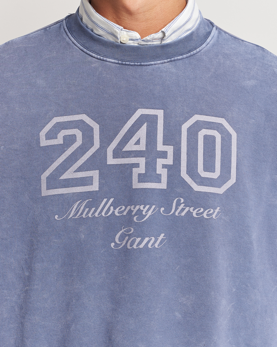 Herre | Gensere | GANT 240 Mulberry Street | Vintage Washed Crew Neck Sweatshirt Dusty Blue Sea