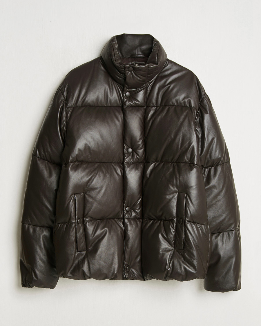 Herre | Jakker | GANT 240 Mulberry Street | Leather Down Puffer Jacket Deep Brown