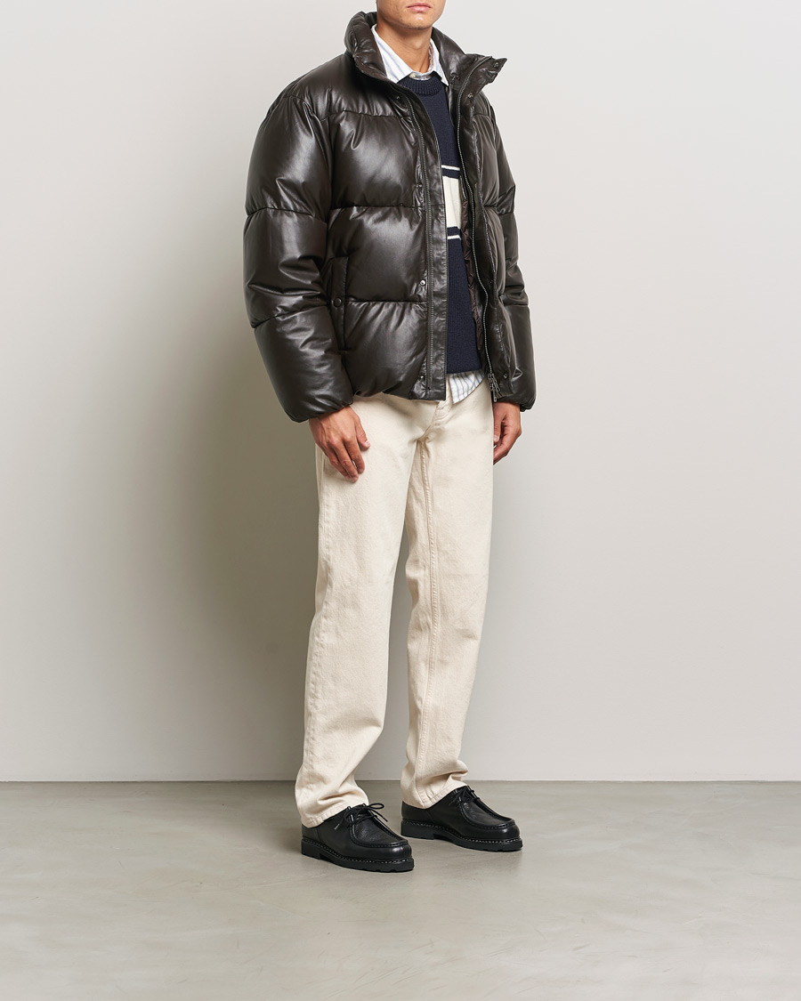Herre | Jakker | GANT 240 Mulberry Street | Leather Down Puffer Jacket Deep Brown