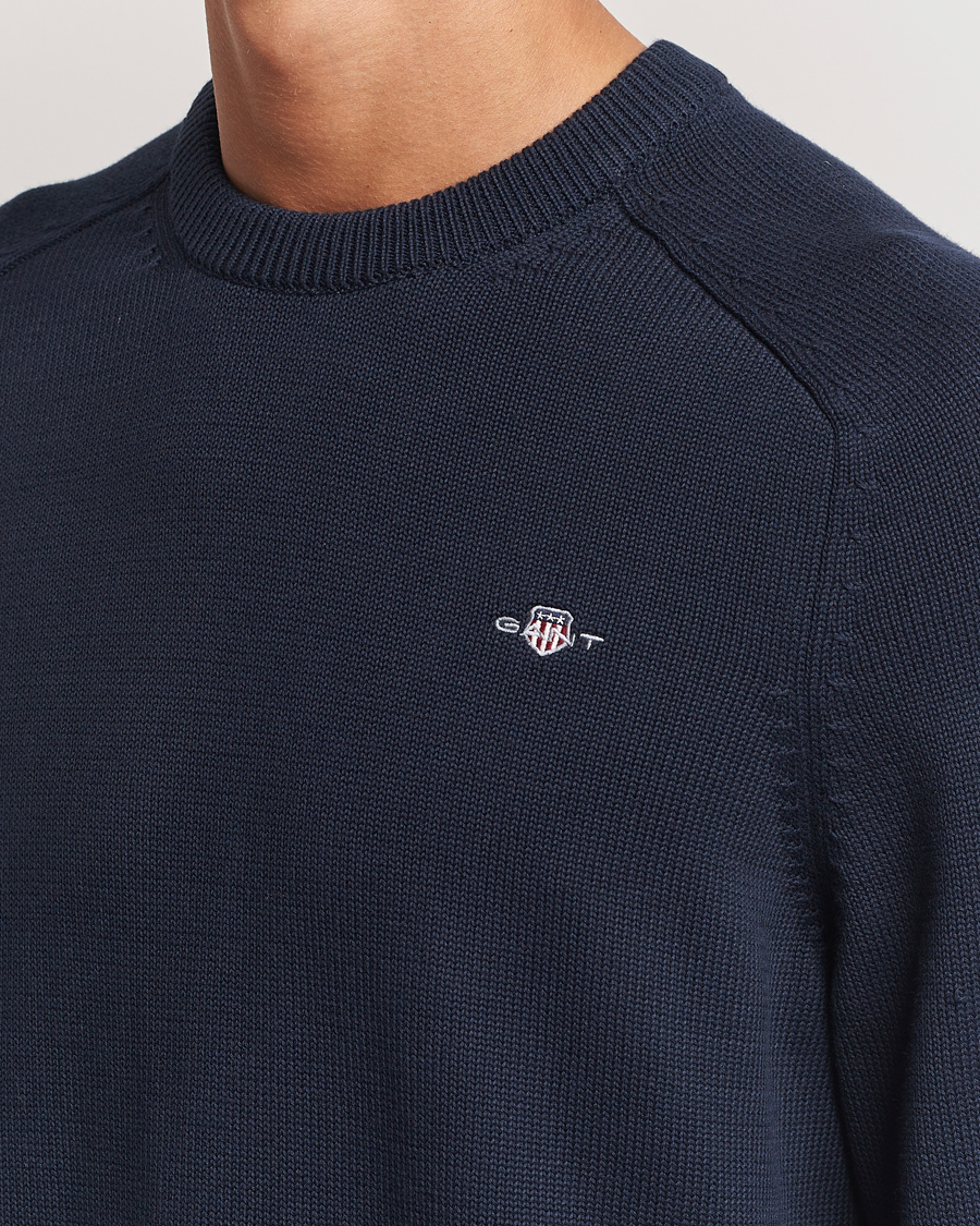 Herre | Gensere | GANT | Casual Cotton Saddle C-neck Evening Blue