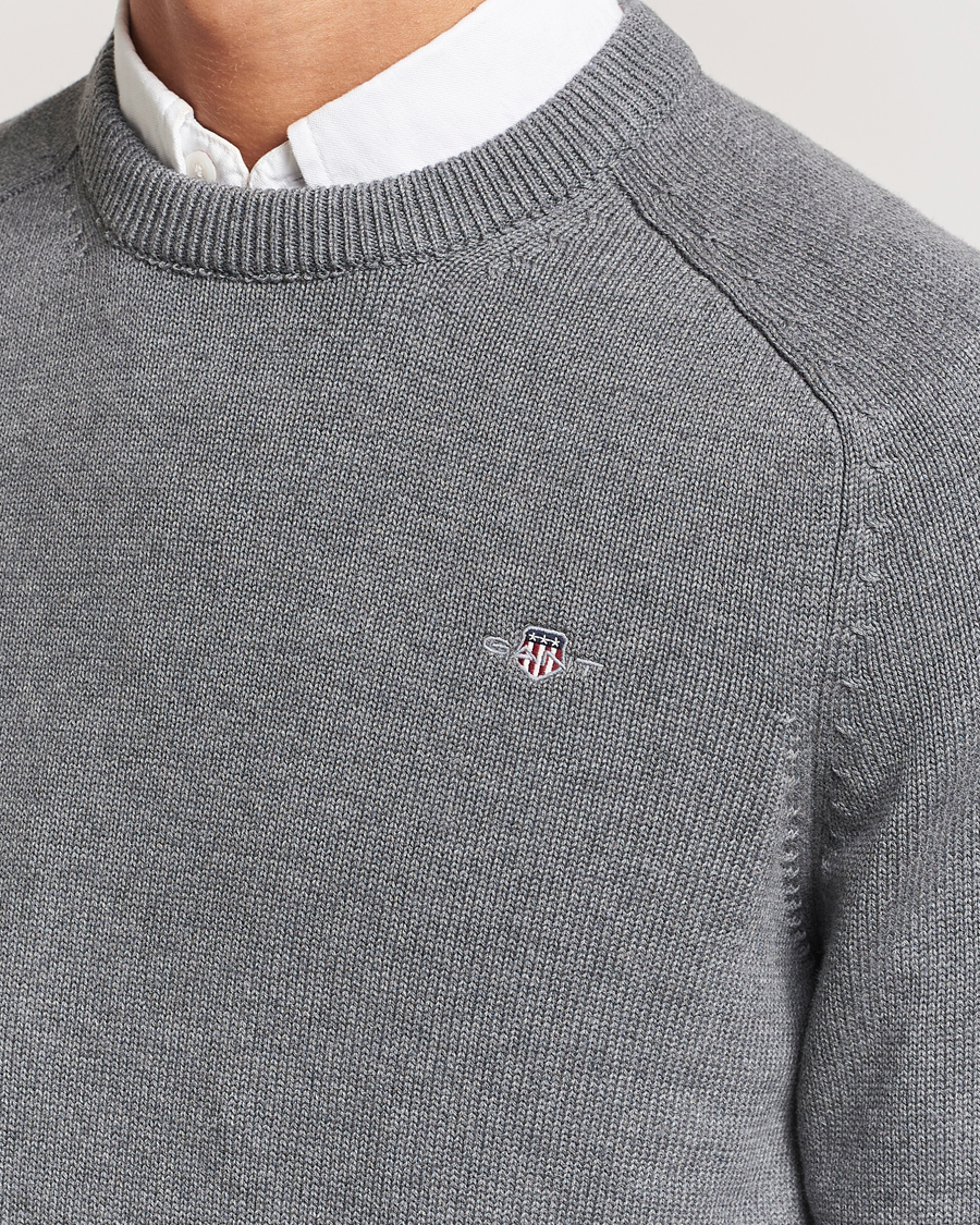 Herre | Gensere | GANT | Casual Cotton Saddle C-neck Dark Grey Melange