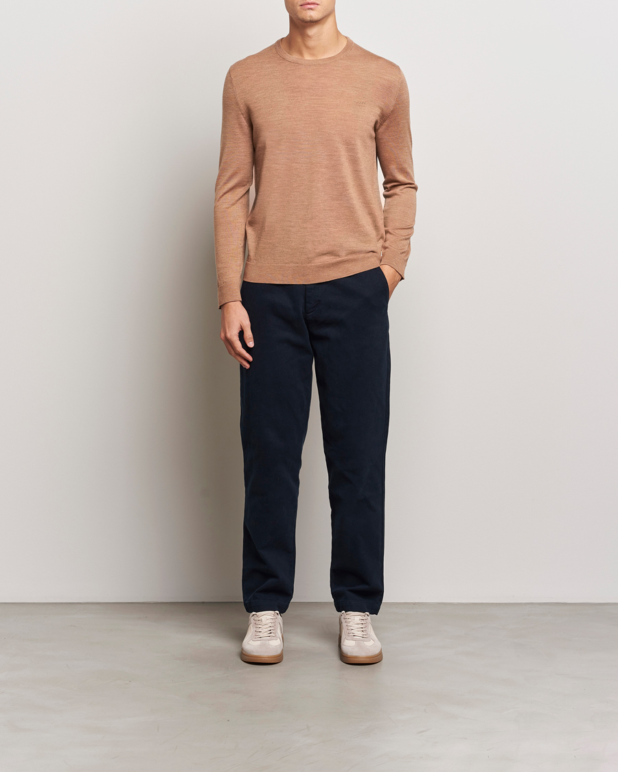 Herre | Gensere | GANT | Extrafine Merino Wool C-Neck Dk Sand Melange