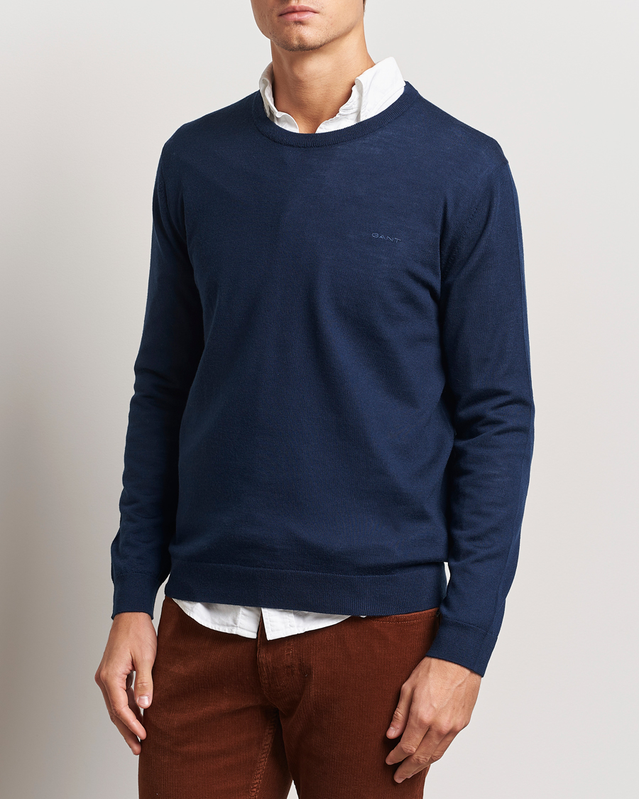Herre | Gensere | GANT | Extrafine Merino Wool C-Neck Marine
