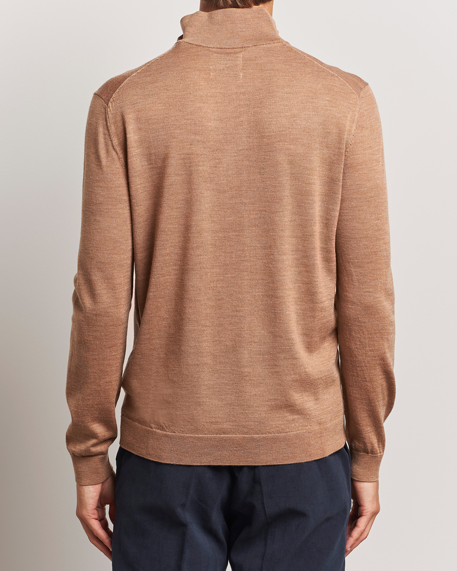 Herre | Gensere | GANT | Extrafine Merino Wool Half Zip Dk Sand Melange