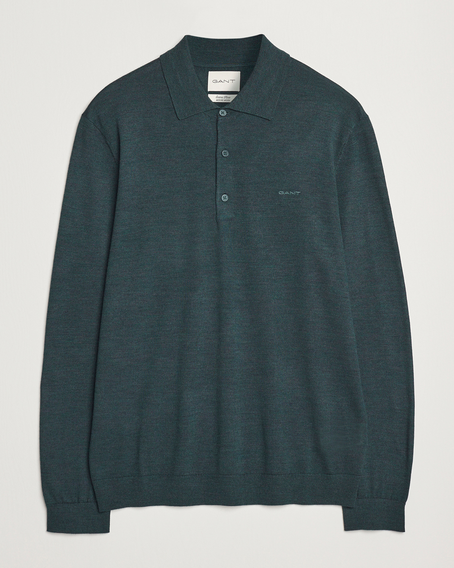 Herre | Gensere | GANT | Extrafine Merino Wool Polo Tartan Green