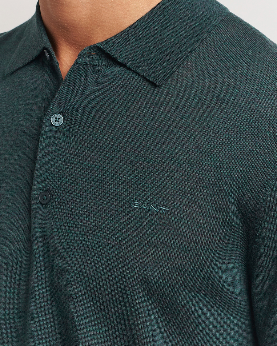 Herre | Gensere | GANT | Extrafine Merino Wool Polo Tartan Green