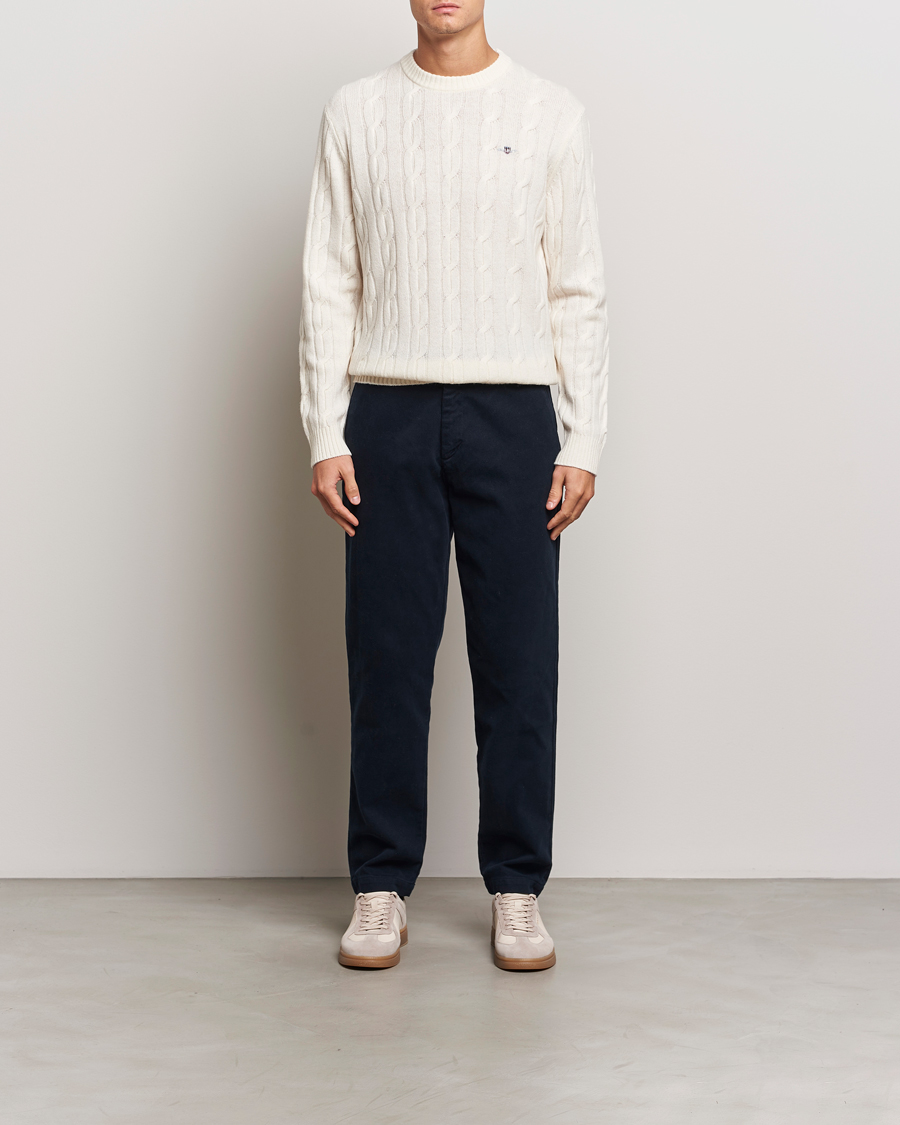 Herre | Gensere | GANT | Lambswool Cable C-Neck Cream