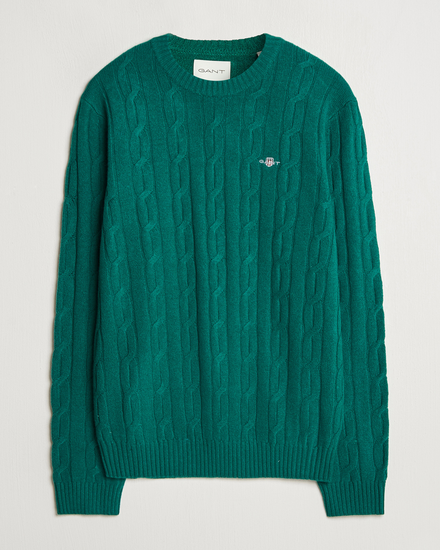 Herre | Gensere | GANT | Lambswool Cable C-Neck Deep Forest Green