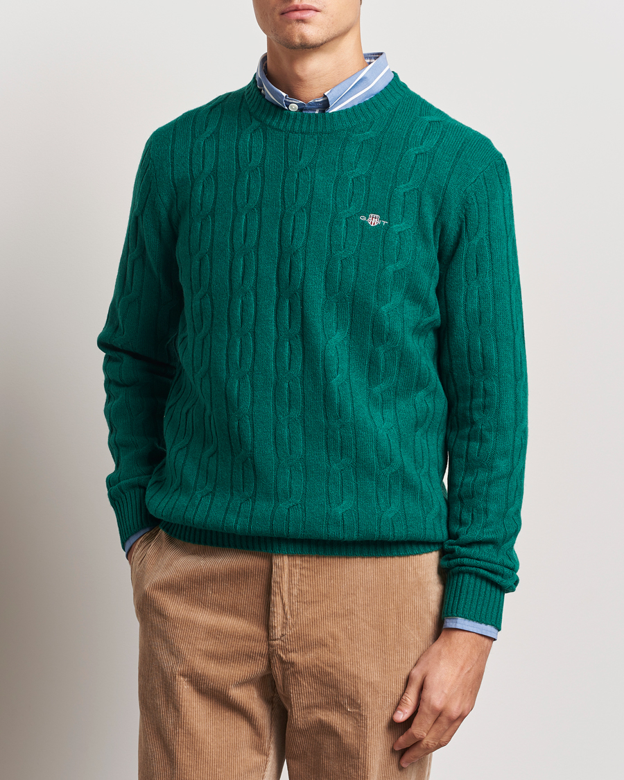 Herre | Gensere | GANT | Lambswool Cable C-Neck Deep Forest Green