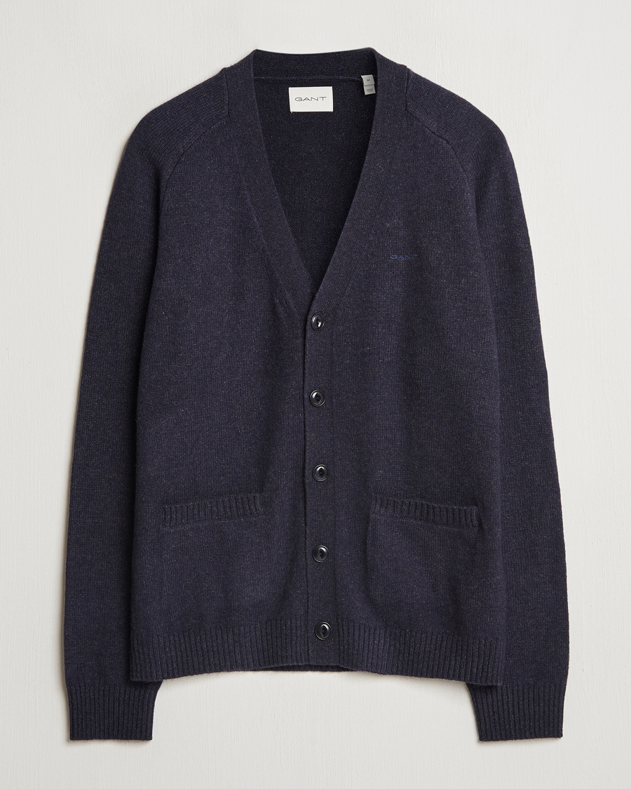 Herre | Gensere | GANT | Wool Blend Cardigan Dark Navy Melange