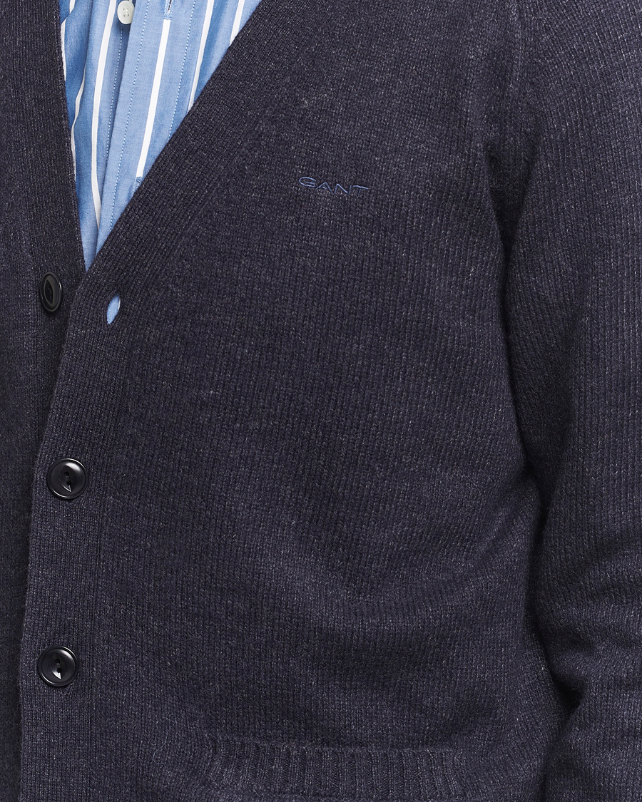 Herre | Gensere | GANT | Wool Blend Cardigan Dark Navy Melange