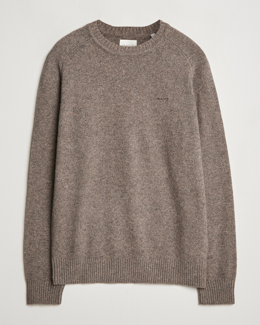 Herre | Gensere | GANT | Wool Blend C-Neck Dark Hazelnut Melange