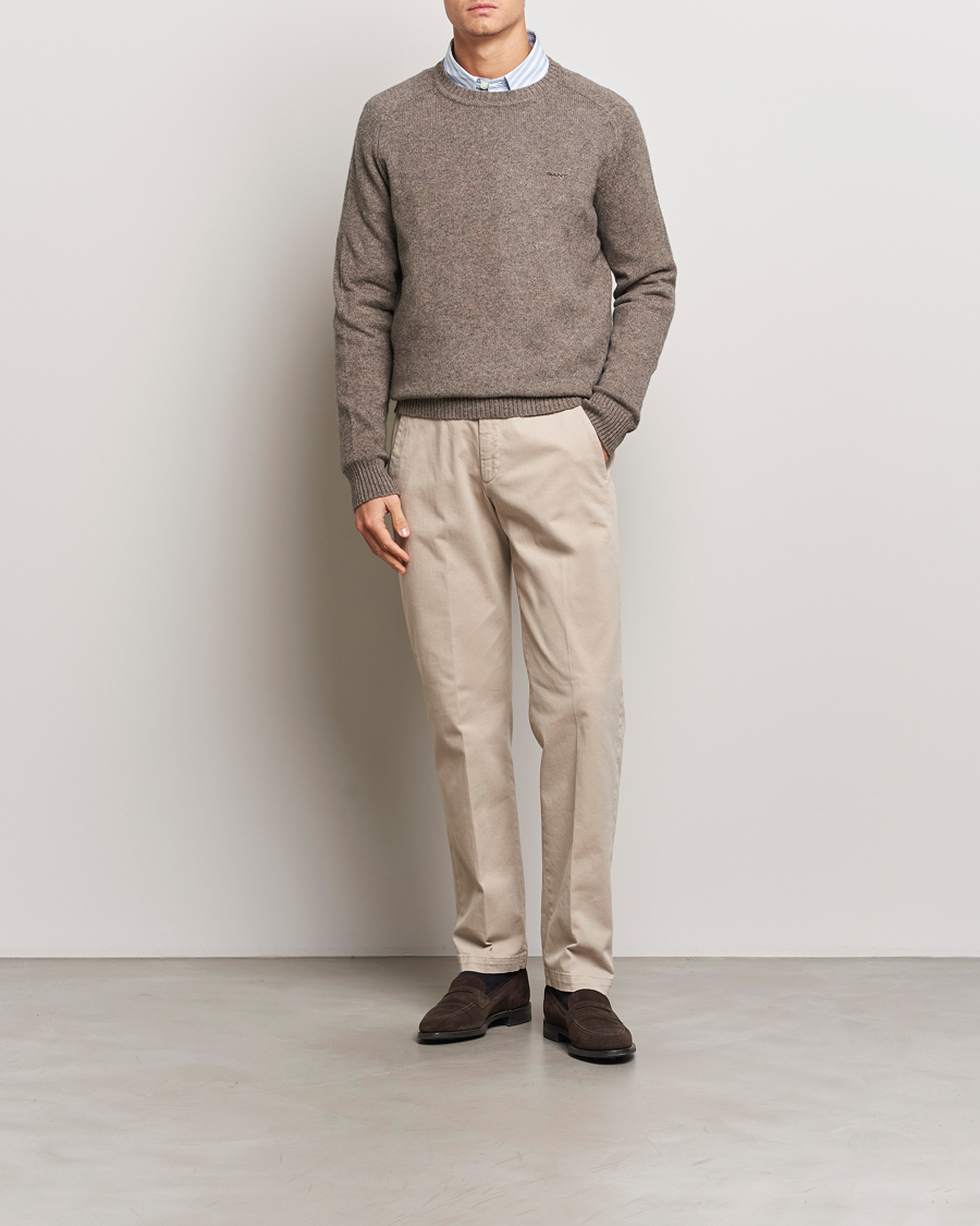 Herre | Gensere | GANT | Wool Blend C-Neck Dark Hazelnut Melange