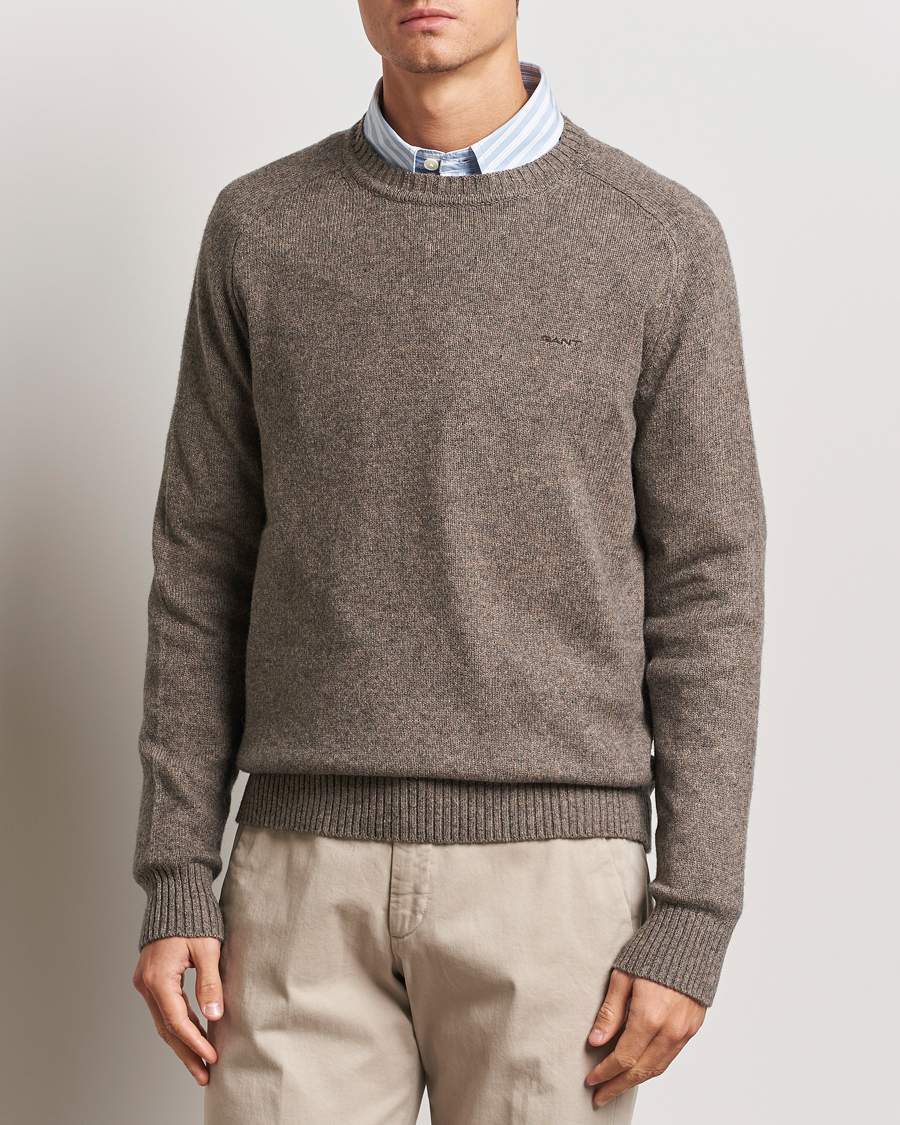 Herre | Gensere | GANT | Wool Blend C-Neck Dark Hazelnut Melange