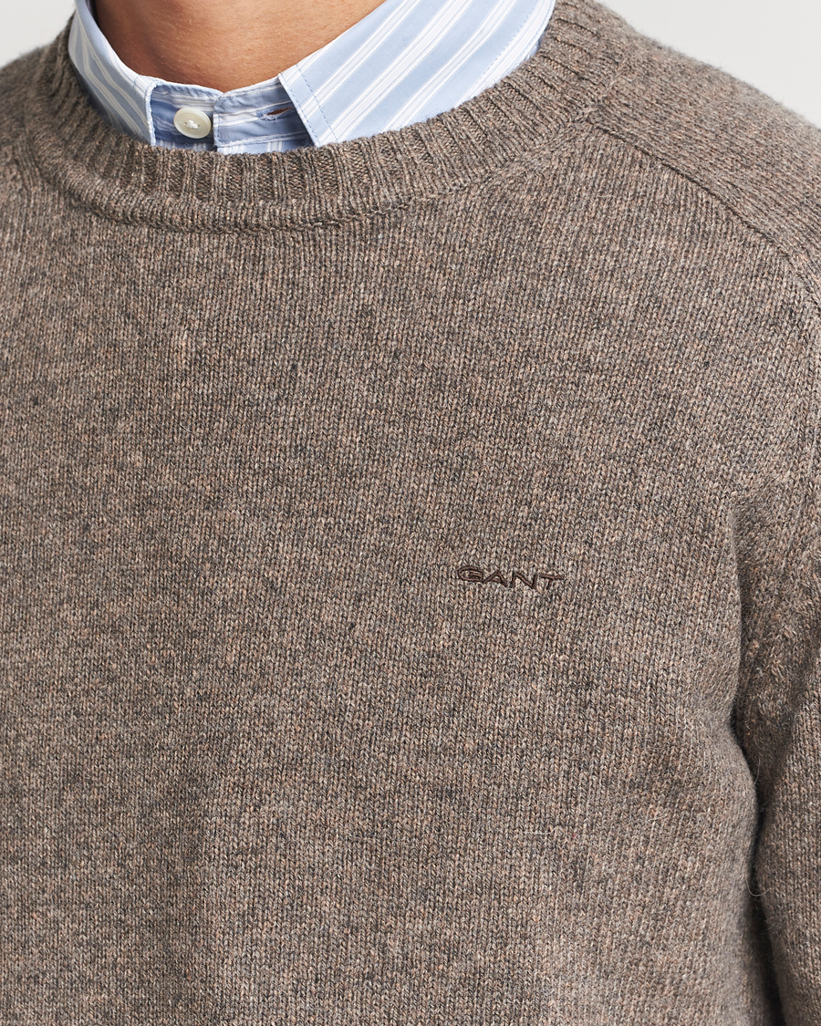 Herre | Gensere | GANT | Wool Blend C-Neck Dark Hazelnut Melange