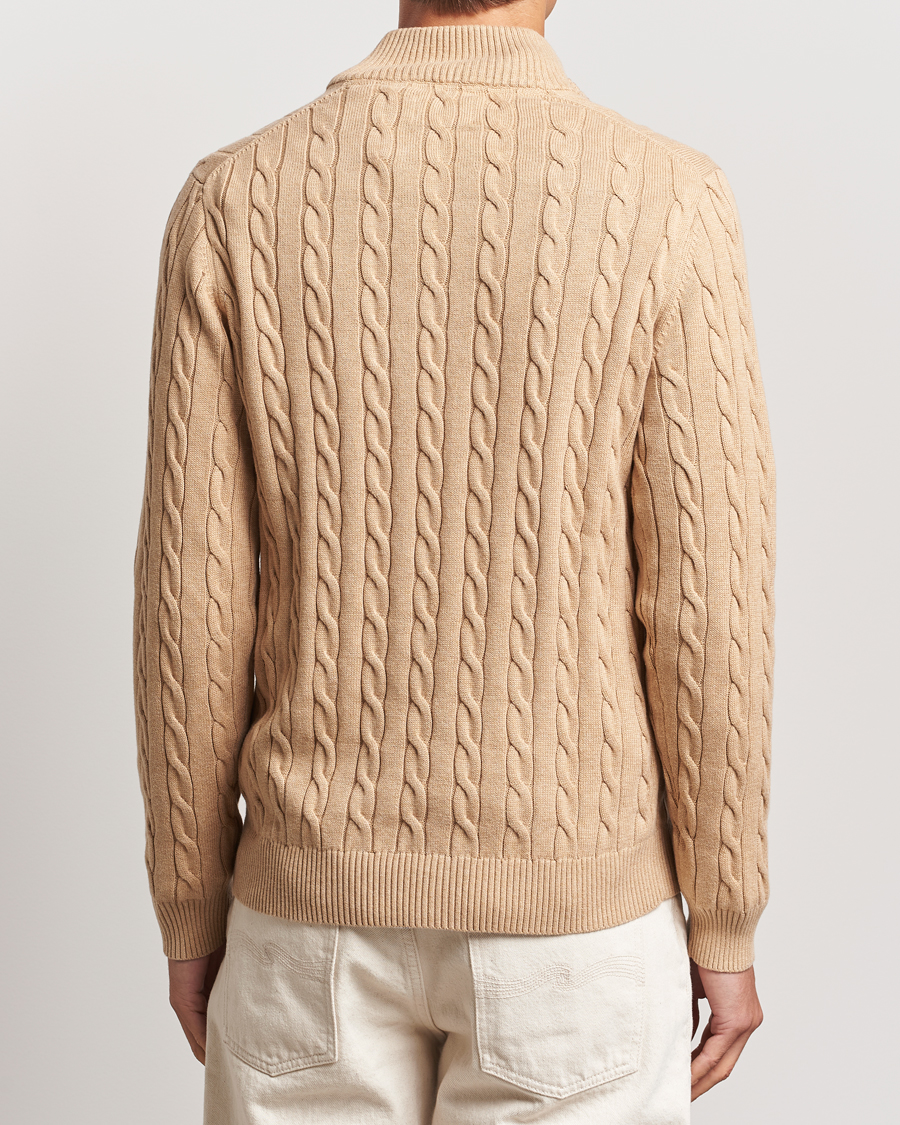 Herre | Gensere | GANT | Cotton Cable Half Zip Khaki Melange