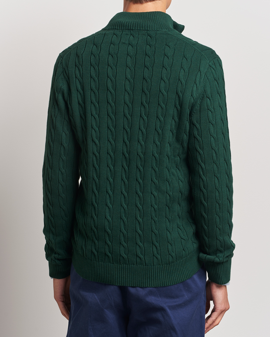 Herre | Gensere | GANT | Cotton Cable Half Zip Tartan Green