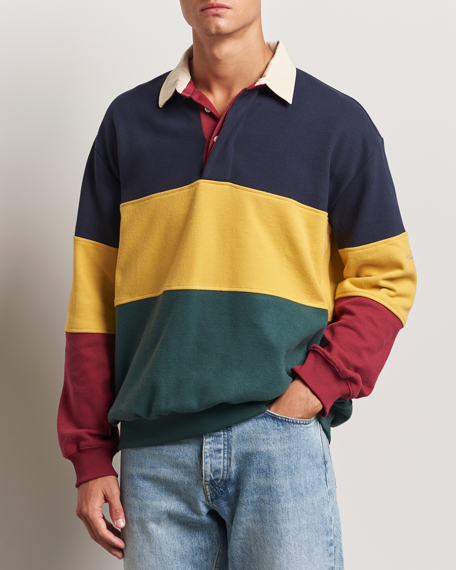 Herre | Gensere | GANT | Sweat Color Block Heavy Rugger Evening Blue