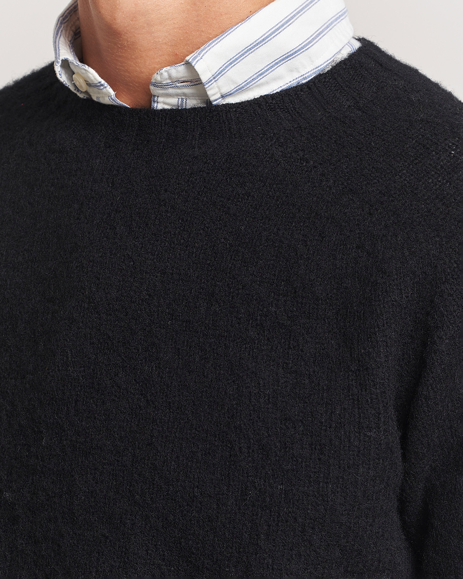 Herre | Gensere | Harley Of Scotland | Brushed Supersoft Lambswool Crewneck Black