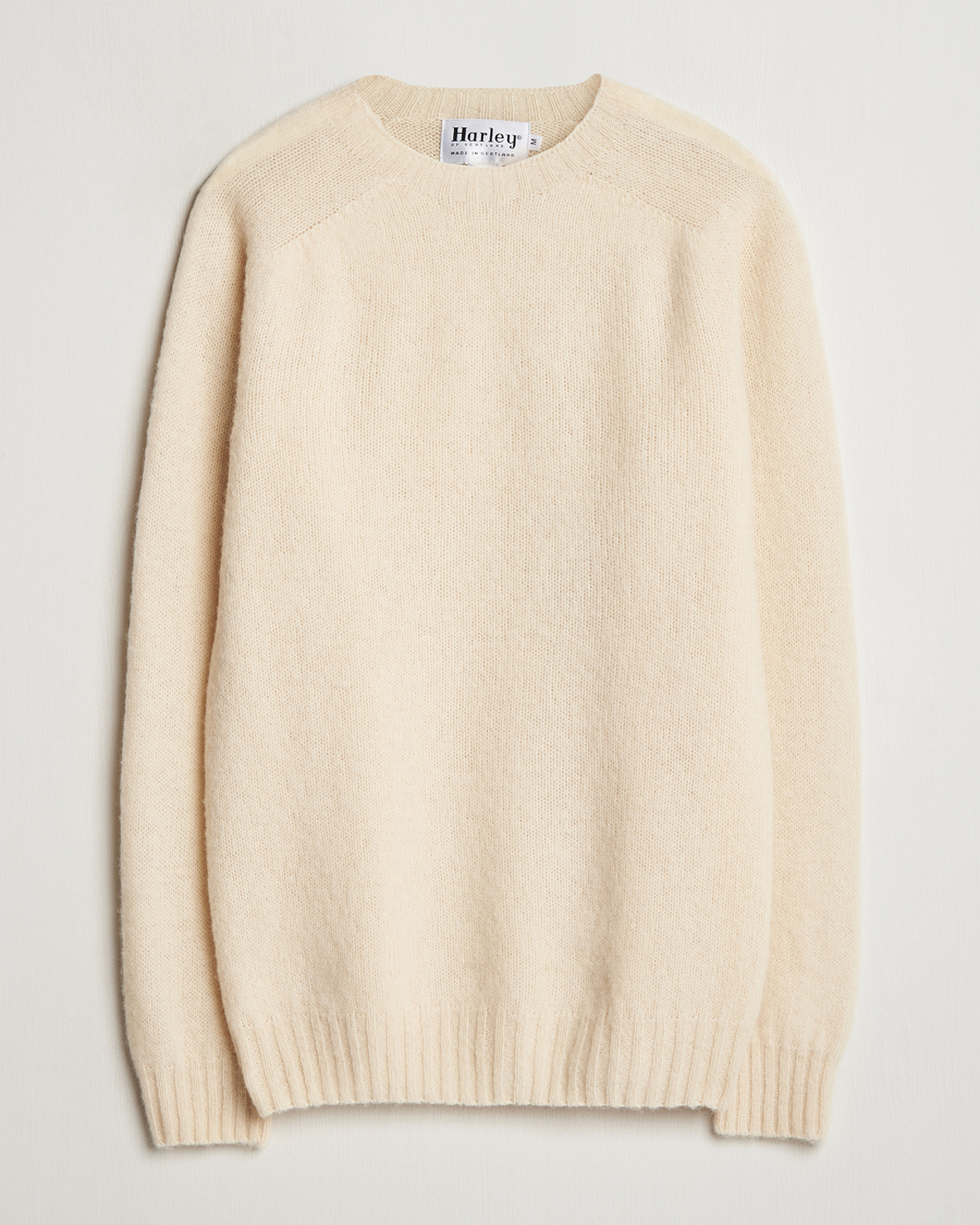 Herre | Gensere | Harley Of Scotland | Brushed Supersoft Lambswool Crewneck Cream