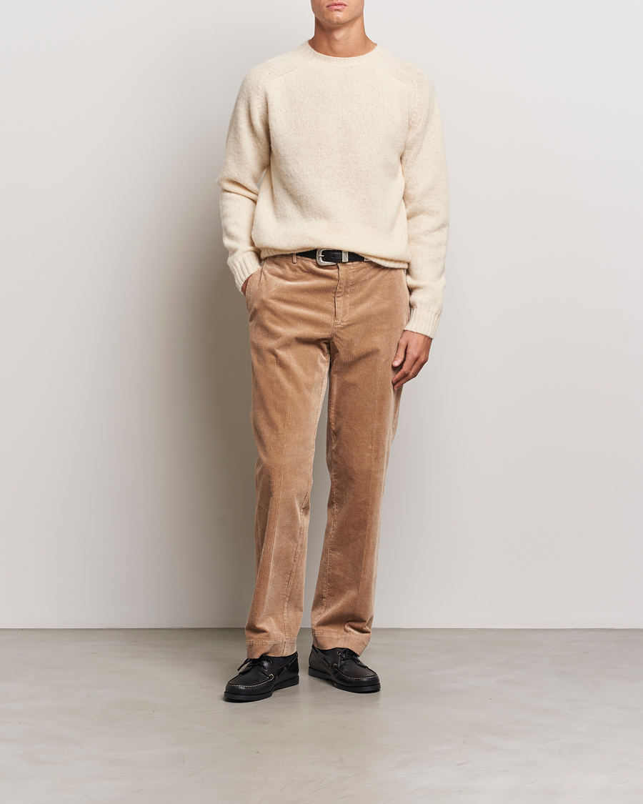 Herre | Gensere | Harley Of Scotland | Brushed Supersoft Lambswool Crewneck Cream