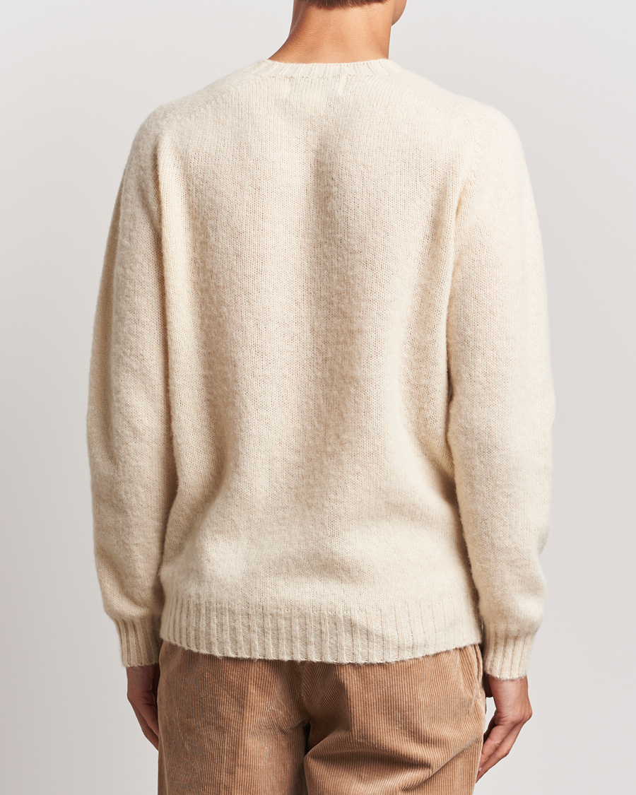 Herre | Gensere | Harley Of Scotland | Brushed Supersoft Lambswool Crewneck Cream