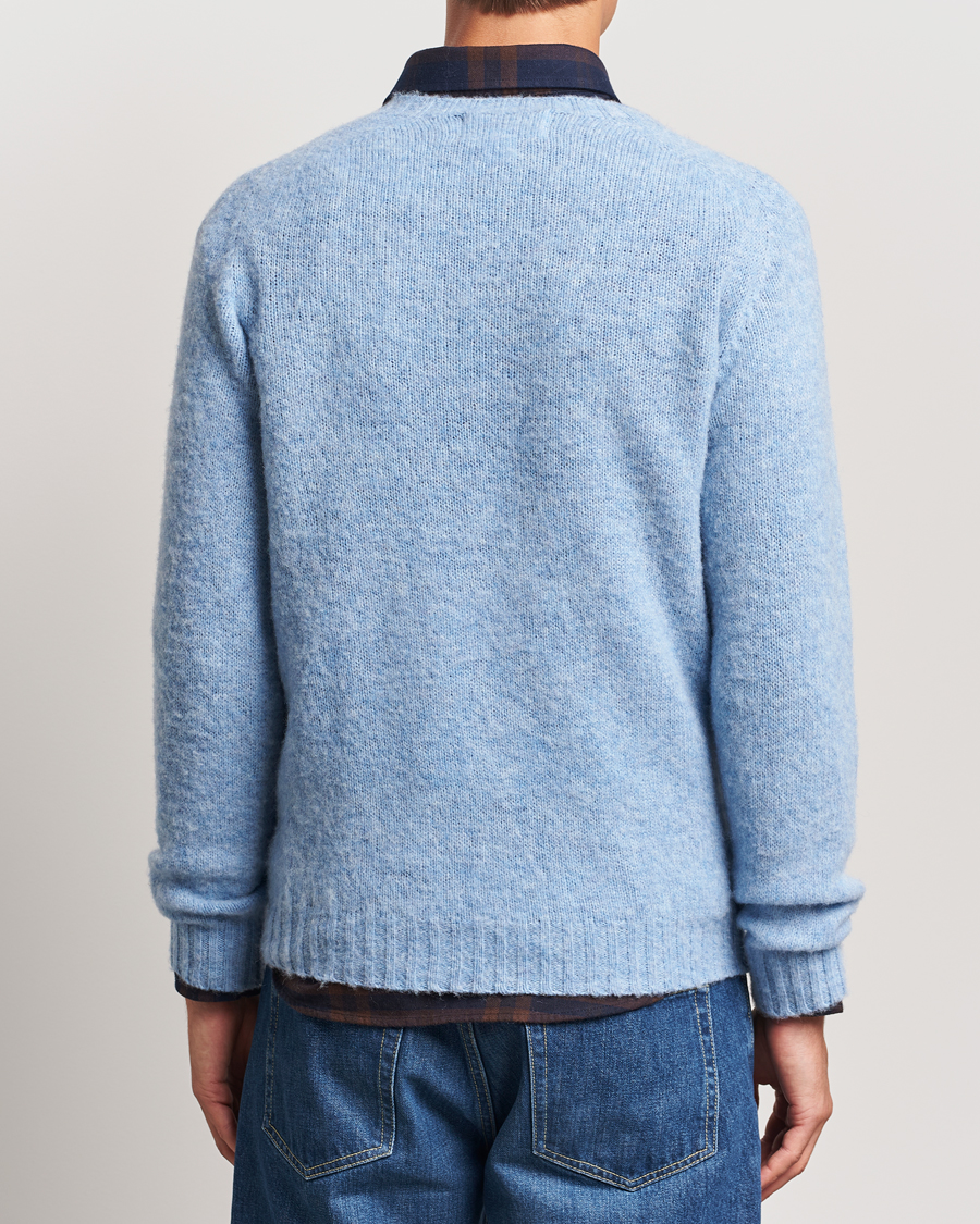 Herre | Gensere | Harley Of Scotland | Brushed Supersoft Lambswool Crewneck Ice Sea