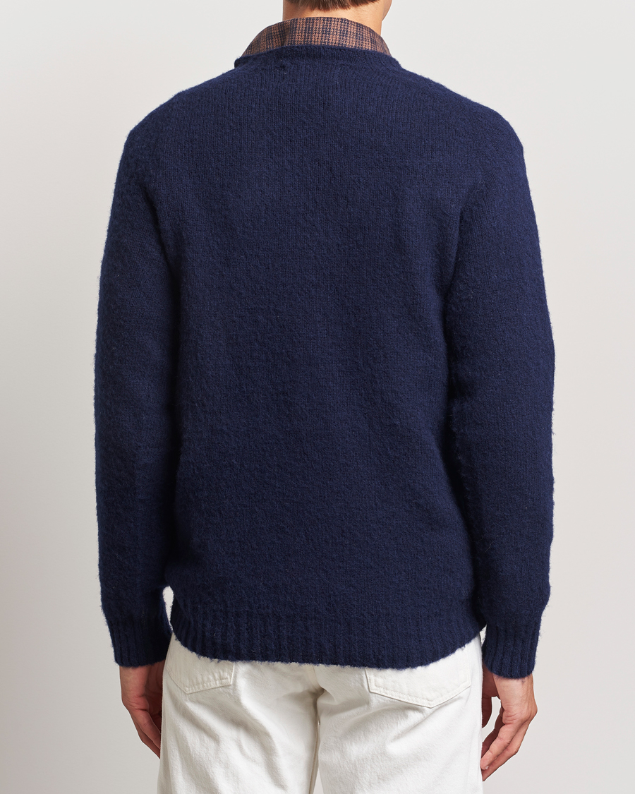 Herre | Gensere | Harley Of Scotland | Brushed Supersoft Lambswool Crewneck Navy