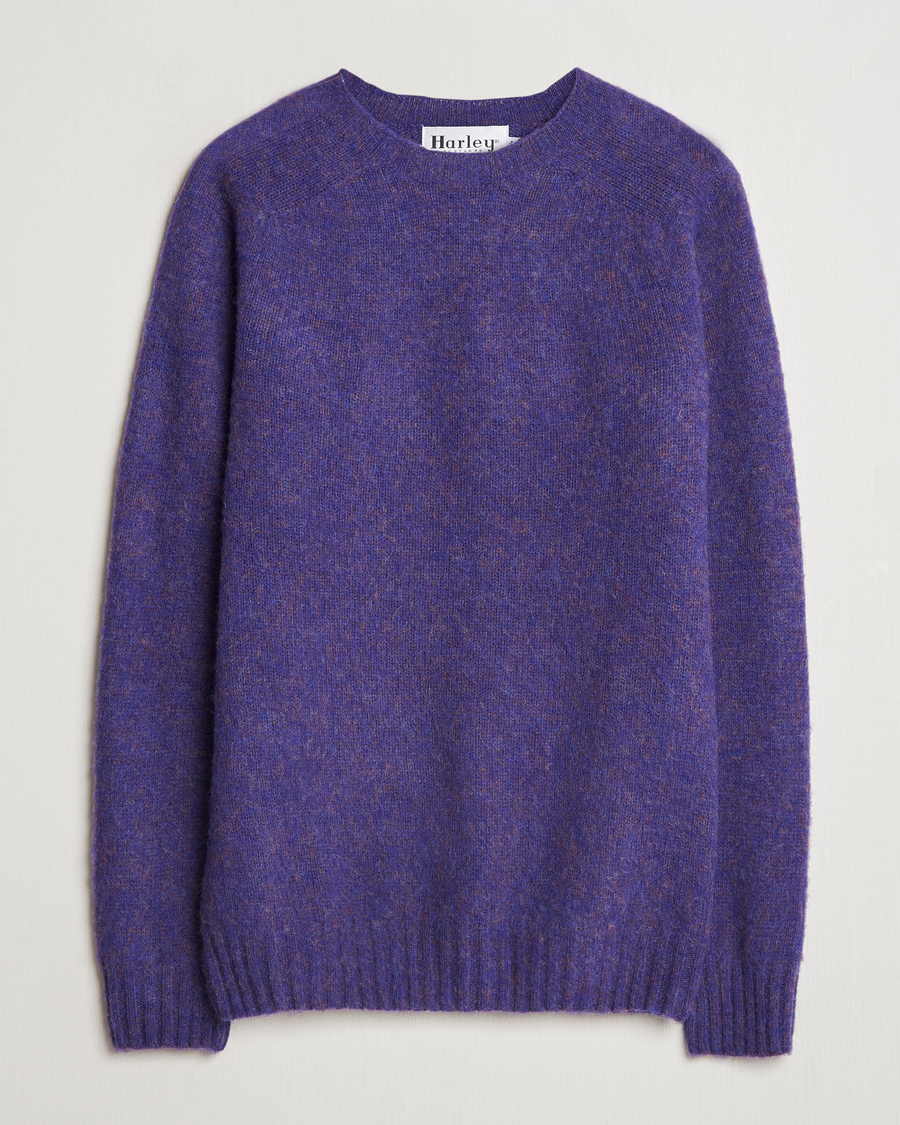 Herre | Gensere | Harley Of Scotland | Brushed Supersoft Lambswool Crewneck Royal Violet