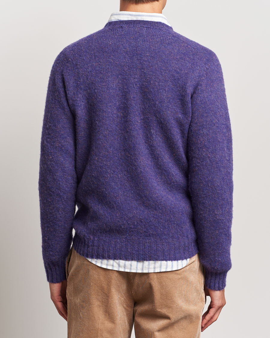 Herre | Gensere | Harley Of Scotland | Brushed Supersoft Lambswool Crewneck Royal Violet
