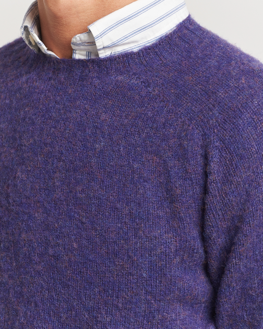 Herre | Gensere | Harley Of Scotland | Brushed Supersoft Lambswool Crewneck Royal Violet