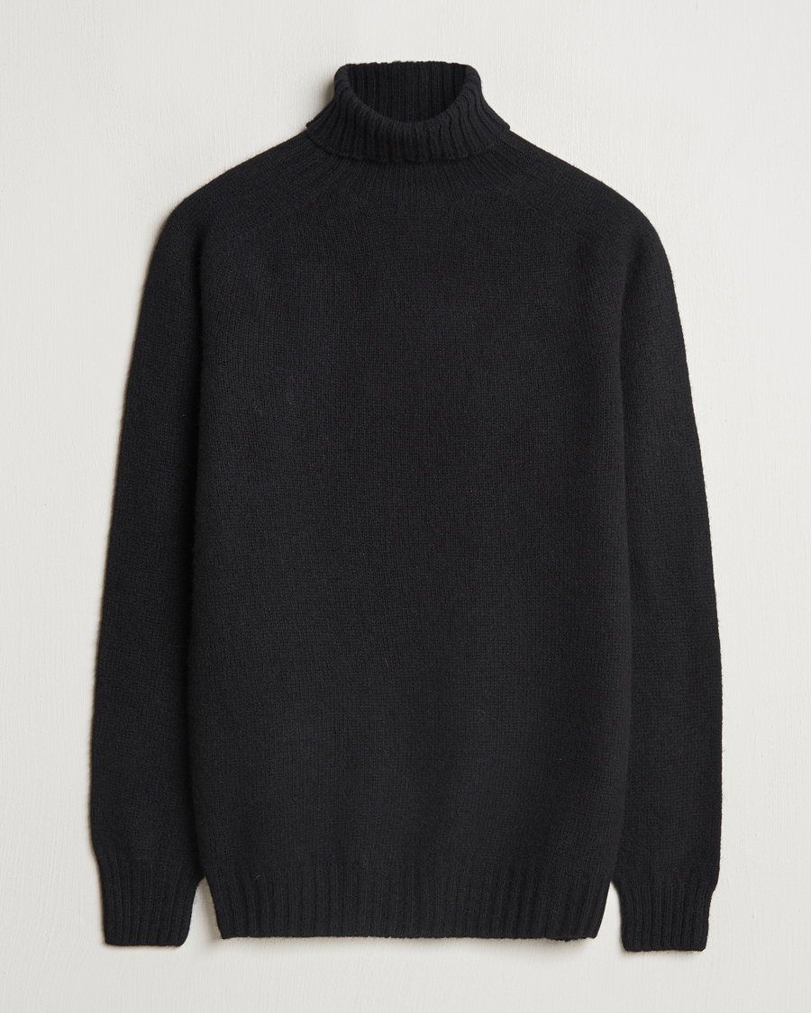 Herre | Gensere | Harley Of Scotland | Supersoft Lambswool Rollneck Black