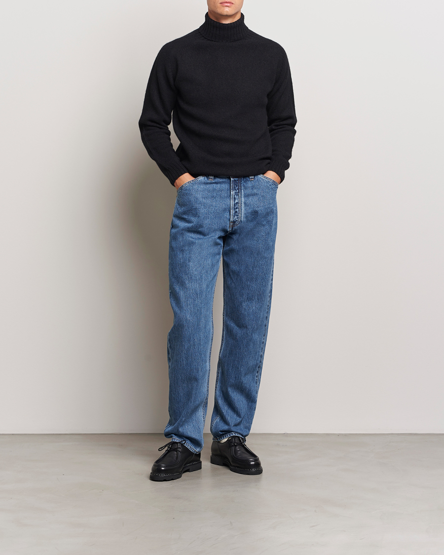 Herre | Gensere | Harley Of Scotland | Supersoft Lambswool Rollneck Black