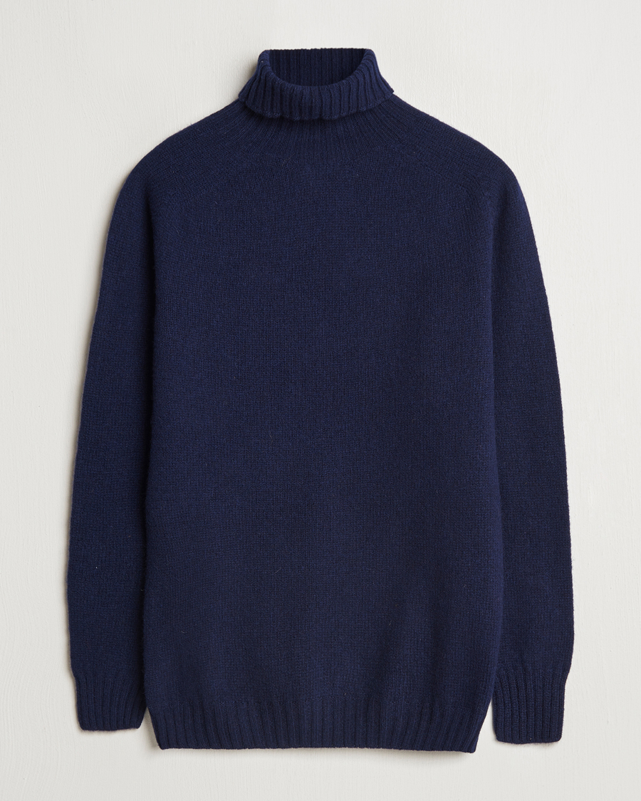 Herre | Gensere | Harley Of Scotland | Supersoft Lambswool Rollneck Navy