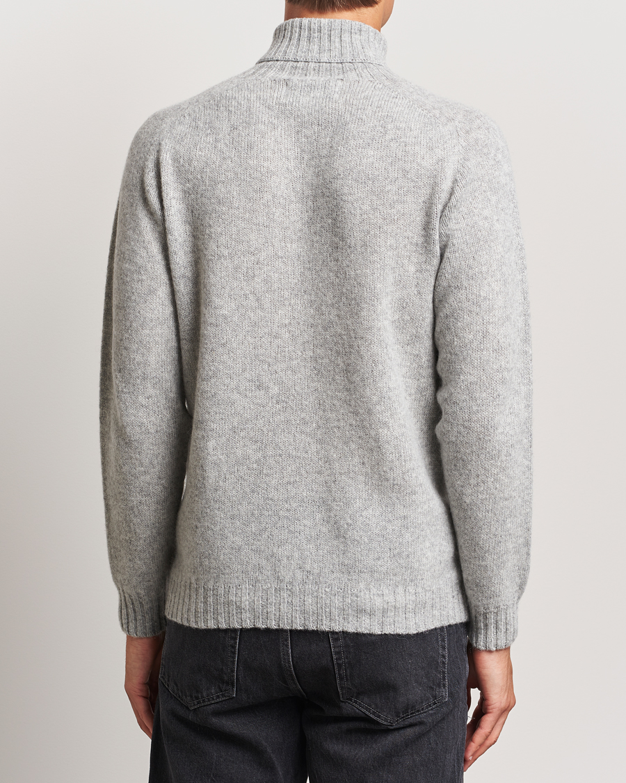 Herre | Gensere | Harley Of Scotland | Supersoft Lambswool Rollneck Silver Grey