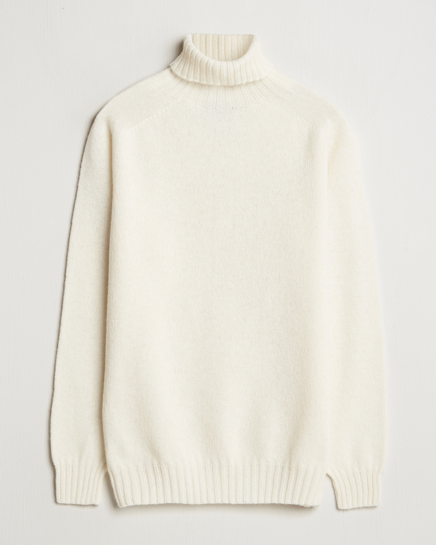 Herre | Gensere | Harley Of Scotland | Supersoft Lambswool Rollneck Winter White