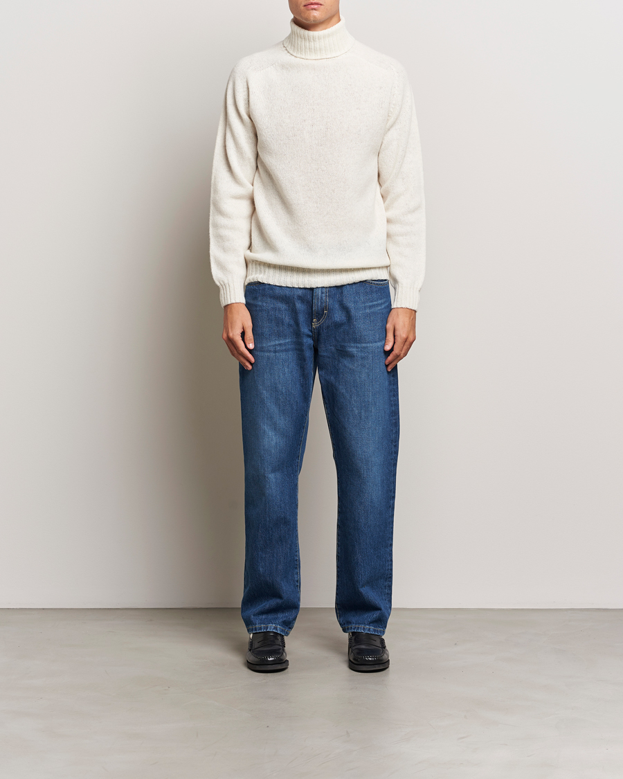 Herre | Gensere | Harley Of Scotland | Supersoft Lambswool Rollneck Winter White