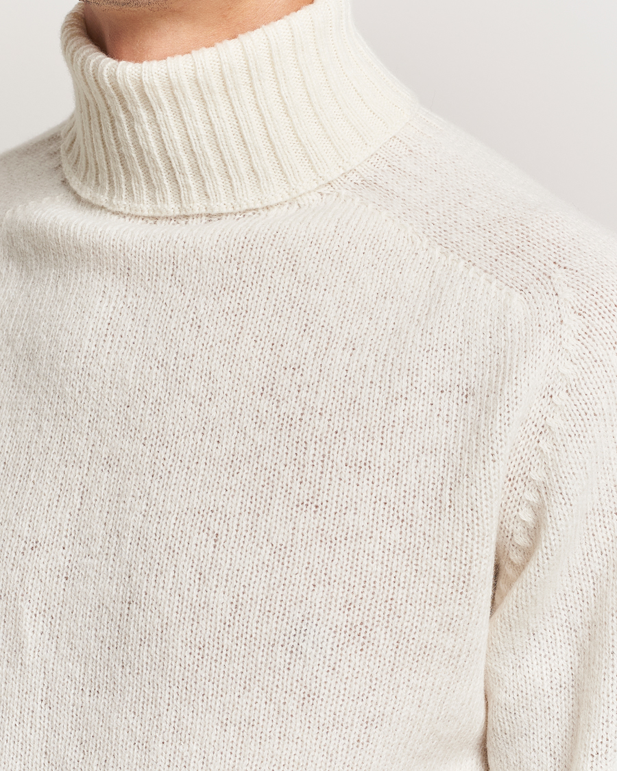 Herre | Gensere | Harley Of Scotland | Supersoft Lambswool Rollneck Winter White