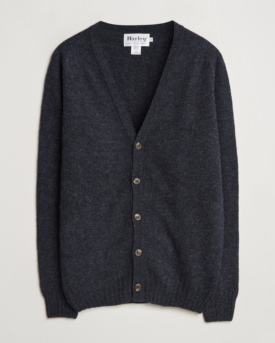 Herre | Gensere | Harley Of Scotland | Supersoft Lambswool Cardigan Charcoal