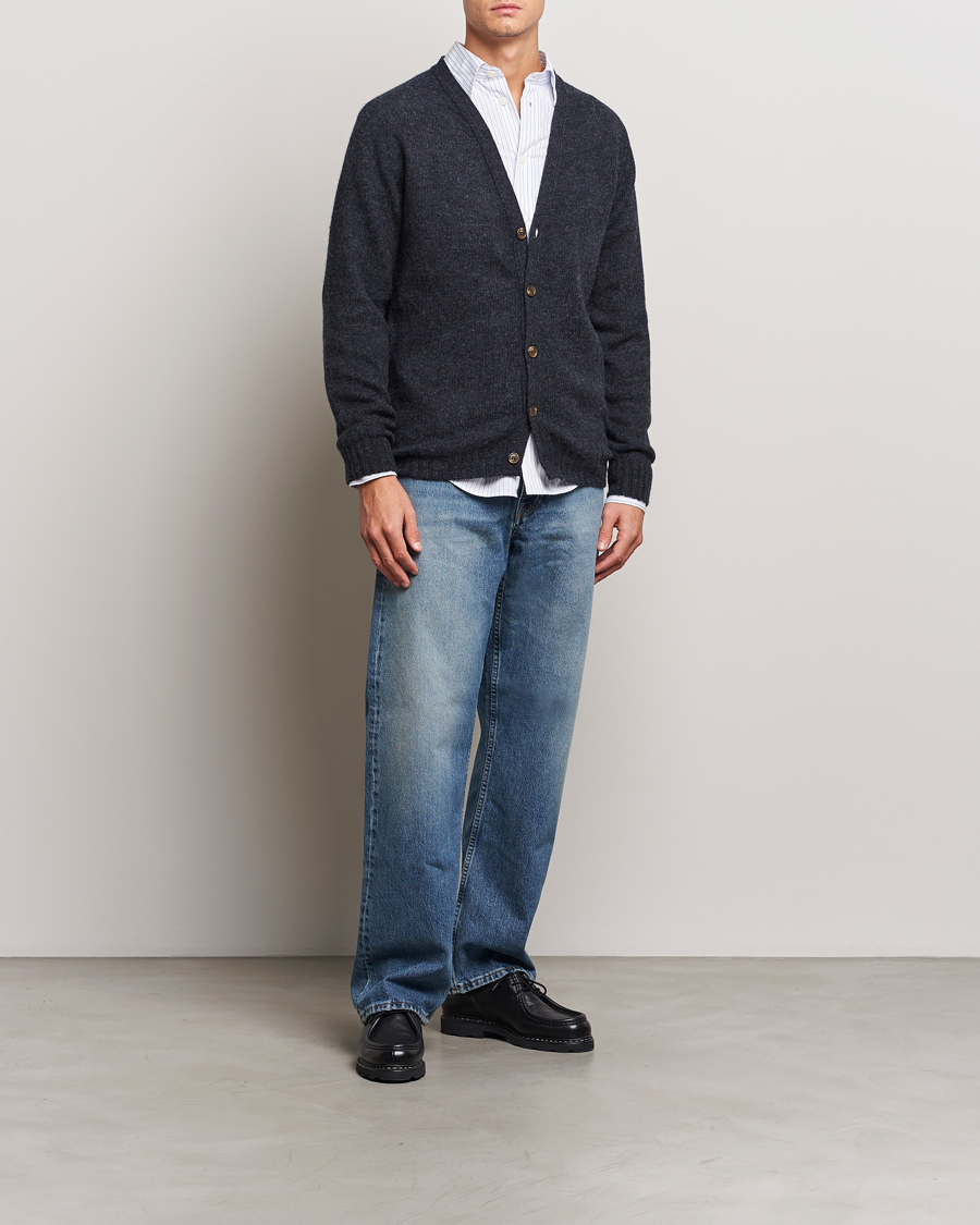 Herre | Gensere | Harley Of Scotland | Supersoft Lambswool Cardigan Charcoal