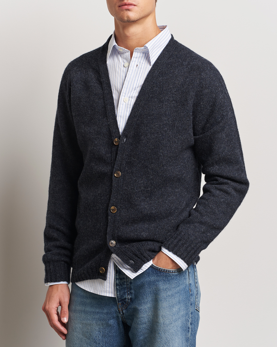 Herre | Gensere | Harley Of Scotland | Supersoft Lambswool Cardigan Charcoal