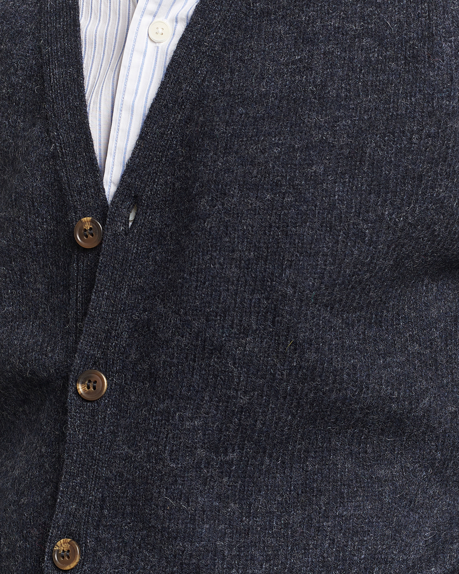 Herre | Gensere | Harley Of Scotland | Supersoft Lambswool Cardigan Charcoal